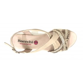 Baerchi 02 41603 sandalia mujer combi beig, dorado metalizado, piel lisa y brillo, cierre con hebilla, piso de goma de 4