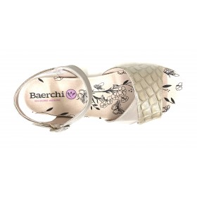 Baerchi 04 42455 sandalia mujer combi castor, beig charol cocodrilo, cierre con hebilla, piso de goma de 2,5 cm