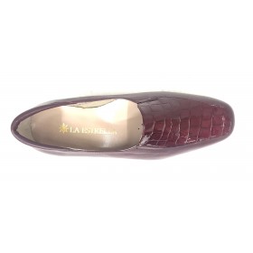 Mima-Pies 25 9002 Burdeos, Charol, Zapato de Mujer con Tacón de 4 cm, piso de goma antideslizante, forro y plantilla piel