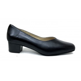 Mima-Pies 49 1705 Negro, Zapato salón de Mujer con Tacón de 4 cm, corte pico, piso de goma, forro y plantilla piel