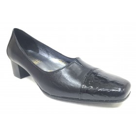 Sensipie 01 5015 Negro, Zapato salón de Mujer con Tacón de 4 cm, piel y charol, piso de goma, forro y plantilla piel