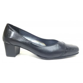 Sensipie 02 407 Negro, Zapato salón de Mujer con Tacón de 4 cm, piel y charol, piso de goma, forro y plantilla piel