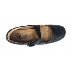 Fleximax 09 120 zapato mujer, trabajo, plantilla extraíble, negro, cuña, velcro