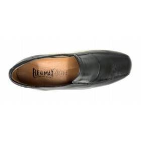 Fleximax 02 112 zapato mujer, piel napa negro, plantilla extraíble, piso de goma con cuña 3,5 cm