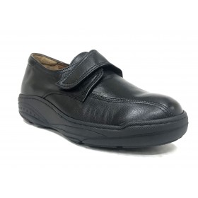Fleximax 6114 Negro, zapato mujer, piel vacuno, plantilla extraíble, piso de balancín evolution y cierre con velcro