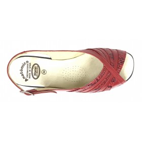 HRAMIS 79 1103 Rojo, sandalia anatómica de mujer, vípera, piso de poliuretano con cuña de 5 cm y plantilla con arco