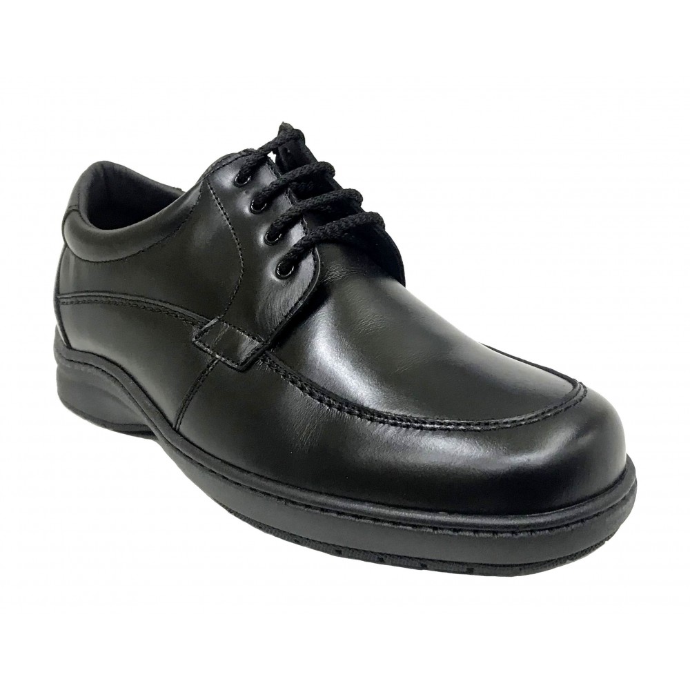 Pinoso's 7630-H Negro, Zapato de Hombre, Pie Diabético, ancho 14, piso de goma y plantilla extraíble viscolátex