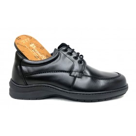 Pinoso's 7630-H Negro, Zapato de Hombre, Pie Diabético, ancho 14, piso de goma y plantilla extraíble viscolátex