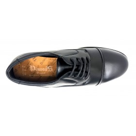 Pinoso's 7714-H Negro, Zapato de Hombre, Pie Diabético, piel napa, piso de goma, cordones y plantilla extraíble