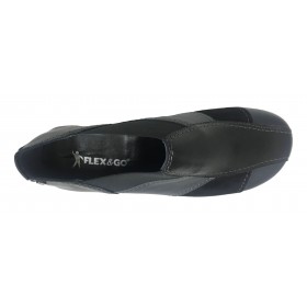 Flex&go 45 4711-3 zapato de mujer, negro metalizado, piel y ante, piso de goma pegado