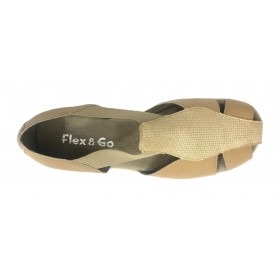 Flex&GO 63F 3282-5 Taupe, Sandalia cerrada de Mujer marrón ocre, piel y elásticos laterales