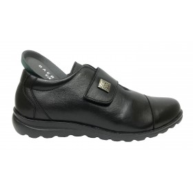 Baerchi 07 34159 Negro, Zapato de Mujer, piel muy blanda, plantilla extraíble, cuña 2,5 cm, velcro y piso flexible