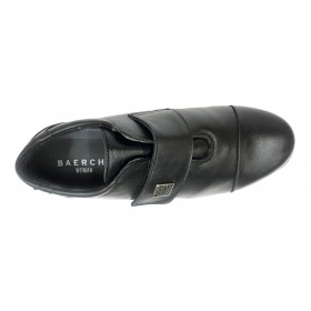 Baerchi 07 34159 Negro, Zapato de Mujer, piel muy blanda, plantilla extraíble, cuña 2,5 cm, velcro y piso flexible