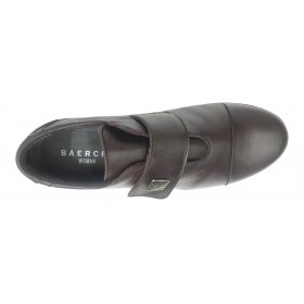 Baerchi 08 34159 Borgoña, Zapato de Mujer, piel muy blanda, plantilla extraíble, cuña 2,5 cm, velcro y piso flexible