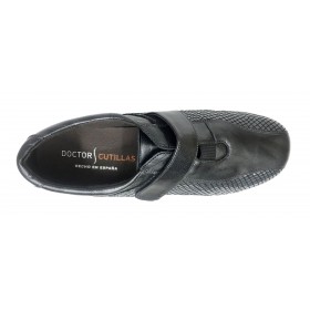 Doctor Cutillas 09C 53521 Plomo, Zapato de Mujer, deportivo, piel, licra, velcro, cuña 2,5 cm y plantilla extraíble
