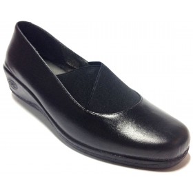 Doctor Cutillas 04 92409 Negro, zapato mocasín, piel, cuña de 4 cm, forro textil