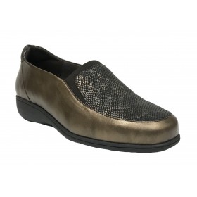 Doctor Cutillas 22 53546 Marrón, zapato de mujer, piel y licra, elástico, piso de goma cuña 2,5 cm y plantilla extraíble