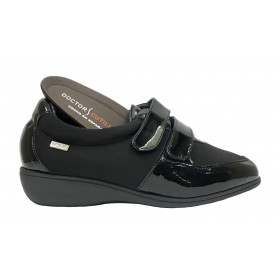 Doctor Cutillas 25 53553 Negro, Zapato de Mujer, membrana seco-tex, velcros, cuña 3 cm y plantilla extraíble