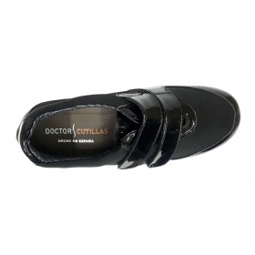 Doctor Cutillas 25 53553 Negro, Zapato de Mujer, membrana seco-tex, velcros, cuña 3 cm y plantilla extraíble