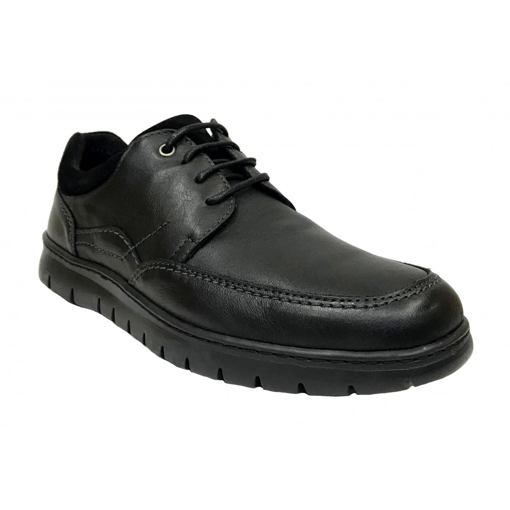 Baerchi 5316 Negro, zapato de hombre, piel, plantilla extraíble, cierre cordones y piso goma flexible