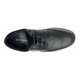 Baerchi 5316 Negro, zapato de hombre, piel, plantilla extraíble, cierre cordones y piso goma flexible