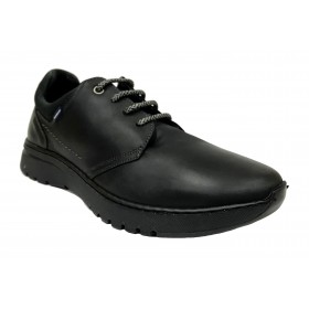 Baerchi 5240 Negro, zapato de hombre, deportivo piel, cierre cordones grises y piso goma flexible