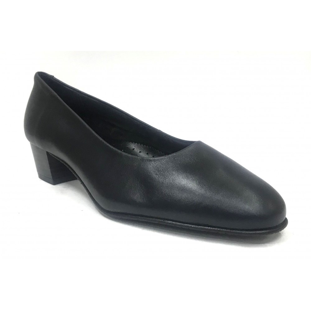 Fleximax 03M 44 Marino, zapato salón de mujer, piel napa, con tacón 4 cm, forro piel y piso de goma