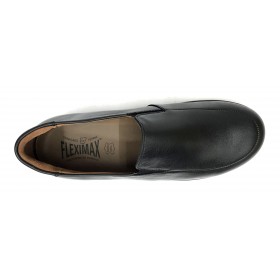 Fleximax 01A 150 Negro, Zapato de Mujer, piel Napa, confort, piso de goma con cuña y plantilla extraíble