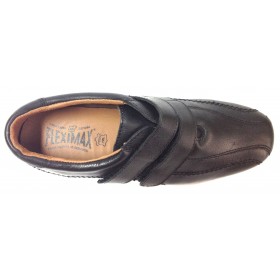 Fleximax 02 121 zapato mujer piel, negro, plantilla extraíble, piso de goma, dos velcros