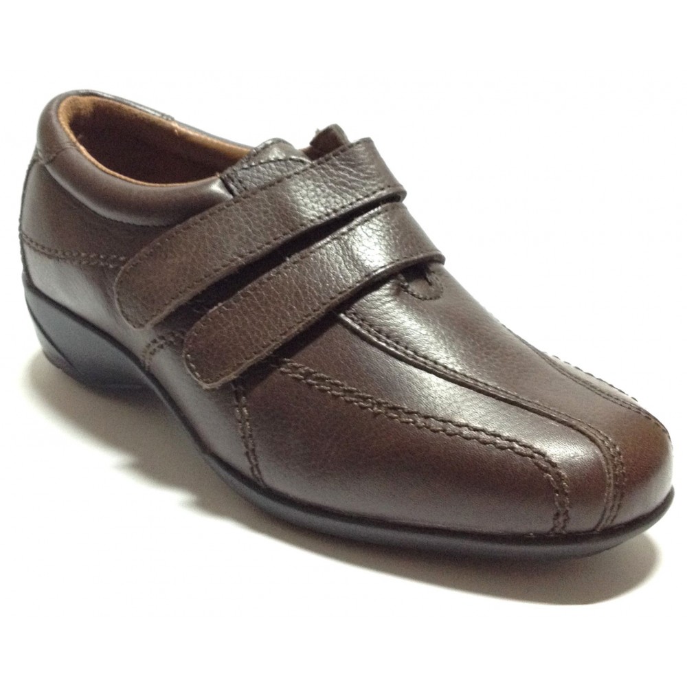 Fleximax 03 121 zapato mujer piel, marrón, plantilla extraíble, piso de goma, dos velcros