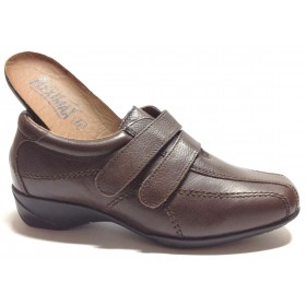 Fleximax 03 121 zapato mujer piel, marrón, plantilla extraíble, piso de goma, dos velcros