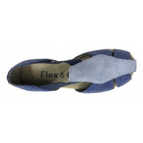 Flex&GO 63K SD0746-1 Azul, Sandalia cerrada de Mujer, piel, jeans, celeste, elásticos laterales y piso de goma plano