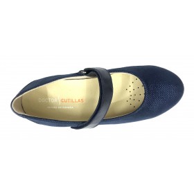 Doctor Cutillas 24 54152 Marino, zapato de Mujer, mercedes, antideslizante con cuña de 4 cm, piel, velcro y plantilla extraíble