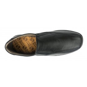 Primocx 6886 Negro, zapato hombre, diabético, piel suave, plantilla viscoelástica y piso de goma cosido