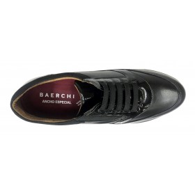 Baerchi 11 52601 Skimo Negro, charol, zapato de mujer, cordones elásticos, piso de goma antideslizante y plantilla extraíble
