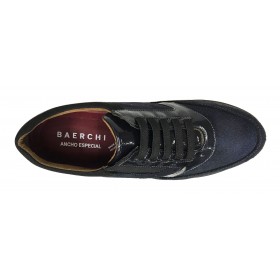 Baerchi 12 52601 Jarma Navy, charol, azul, zapato mujer, cordones elásticos, piso de goma antideslizante y plantilla extraíble