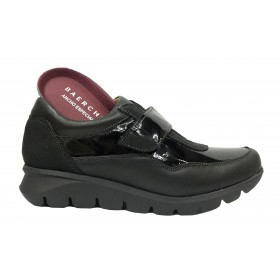 Baerchi 13 52602 Skimo Negro, charol, zapato deportivo mujer, velcro, piso de goma antideslizante y plantilla extraíble