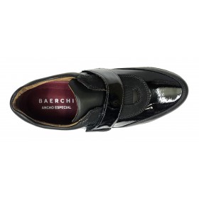 Baerchi 13 52602 Skimo Negro, charol, zapato deportivo mujer, velcro, piso de goma antideslizante y plantilla extraíble