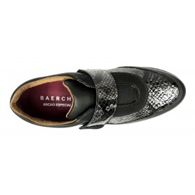 Baerchi 14 52602 Antracita, zapato deportivo de mujer, cierre con velcro, grabado serpiente, piso goma y plantilla extraíble