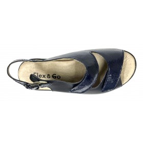 Flex&GO 61C SD0576 Marino, sandalia de mujer, azul, cierre con hebilla y dos velcros, piel y piso de goma