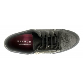 Baerchi 19 55050 Togo Negro, Zapato de Mujer, piel, gris, plantilla extraíble, cuña 4 cm, cremallera, cordones y piso de goma