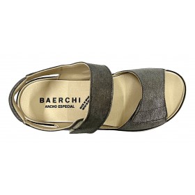 Baerchi 12 39700 Charlie Acero, plata, gris, Sandalia de mujer, plantilla extraíble, velcros, piel y piso ligero antideslizante