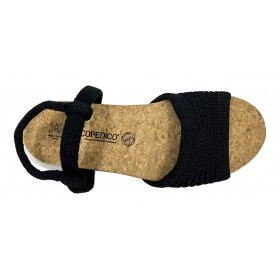 Arcopedico 3821 Arenal Black, sandalia negra, tricotado, adaptable, plantilla de caucho y suela antivírica