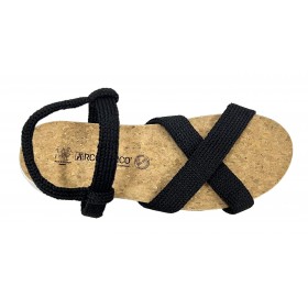 Arcopedico 3831 Tulum Black, sandalia negra, cruzada, tricotado, ajustable, plantilla de corcho y suela antivírica