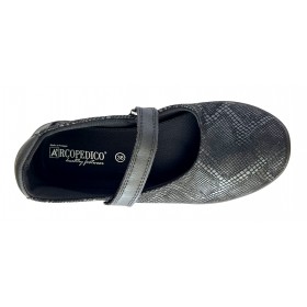 Arcopedico 4043 L45 E16 Black, negro, zapato de mujer, lytech, doble arco, cierre con velcro y plantilla extraíble