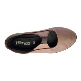 Arcopedico 4671 LEINA S8 Chocolate, Zapato de Mujer, Lytech, piso ligero, doble arco, elástico, plantilla y cuña 3 cm