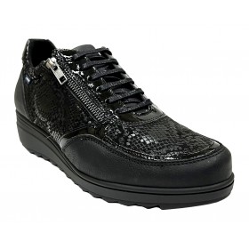 Baerchi 20 55051 Negro, zapato deportivo mujer, cordones deportivo, cremallera, piso ligero y plantilla extraíble