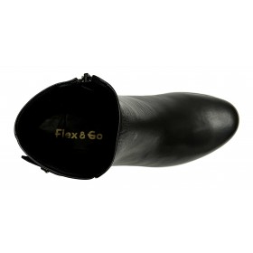 Flex&Go 73 ST1065 Tivoli Black, Negro, botín mujer, cremallera, piel, cosido, plantilla y cuña