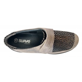 SUAVE 60C 3010 Matrix Marrón, gris leopardo, brillo, velcro, piel, plantilla extraíble y piso de goma