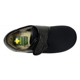 Doctor Cutillas 1506 Negro, zapatilla hombre, licra, horma muy ancha, plantilla extraíble y velcro